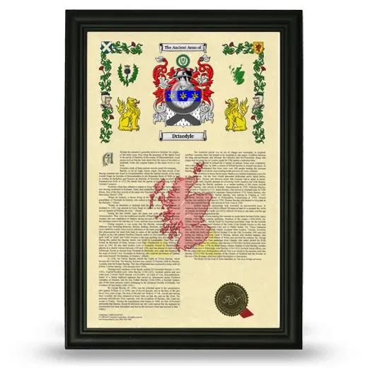 Drisedyle Armorial History Framed - Black