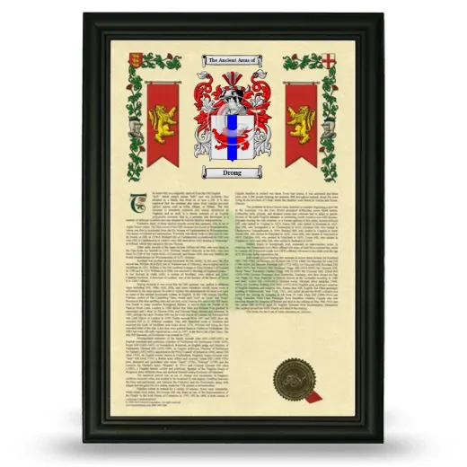 Drong Armorial History Framed - Black