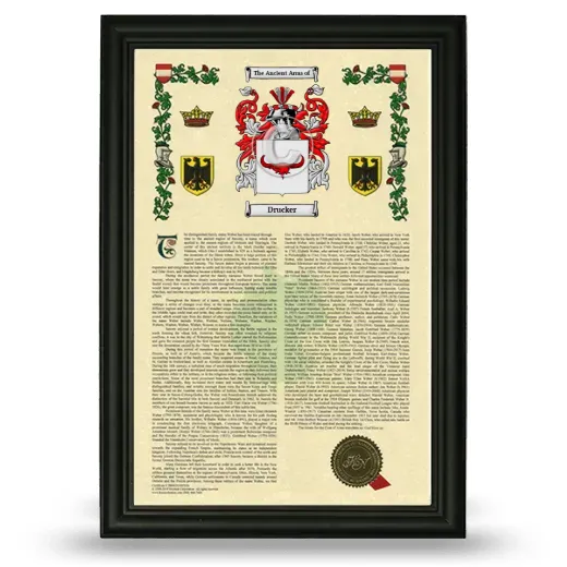 Drucker Armorial History Framed - Black