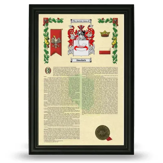 Druckich Armorial History Framed - Black