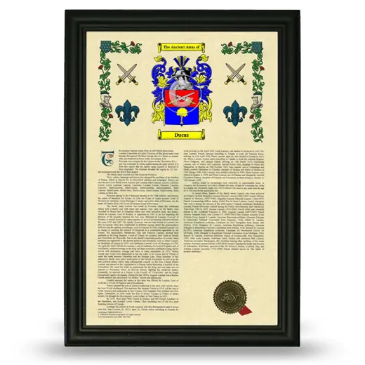 Ducas Armorial History Framed - Black