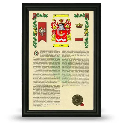 Dudek Armorial History Framed - Black