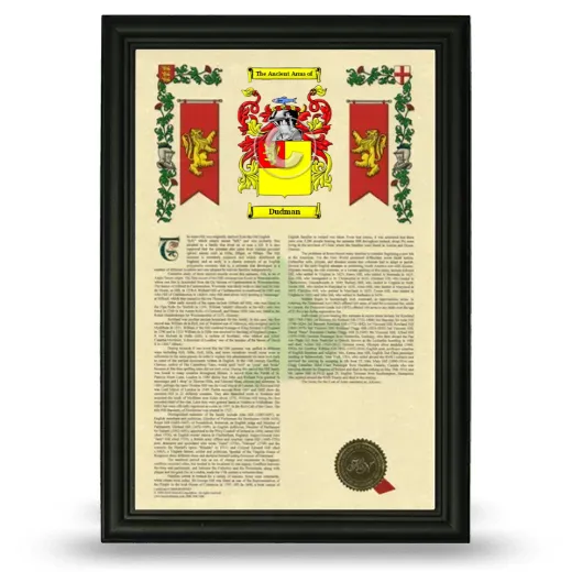 Dudman Armorial History Framed - Black