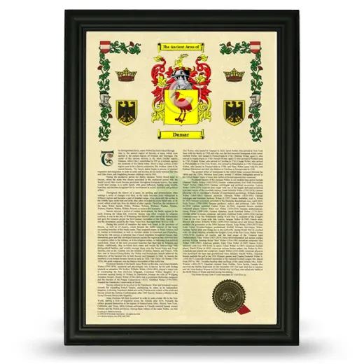 Dumar Armorial History Framed - Black