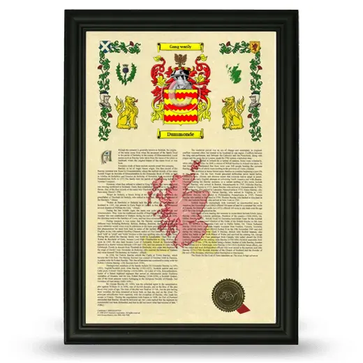 Dummonde Armorial History Framed - Black