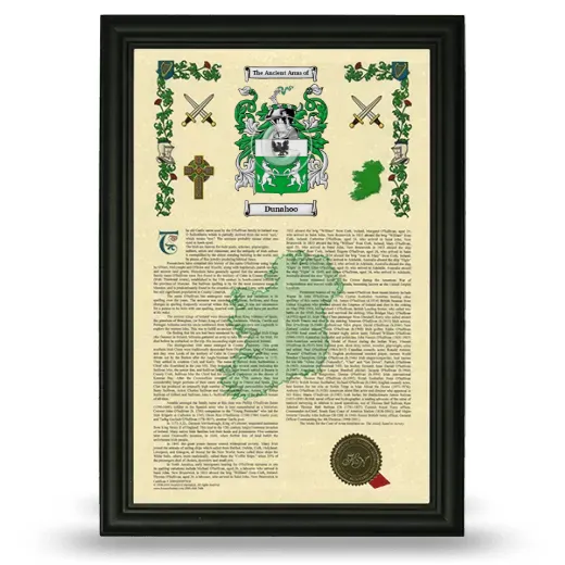 Dunahoo Armorial History Framed - Black