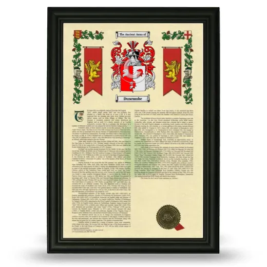 Duncumbe Armorial History Framed - Black