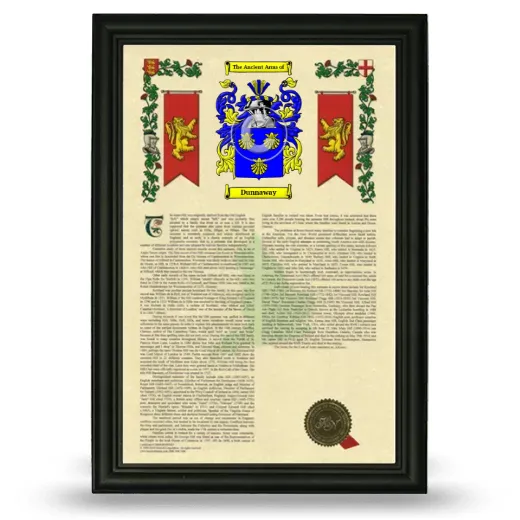 Dunnaway Armorial History Framed - Black