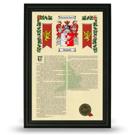 Dunnock Armorial History Framed - Black