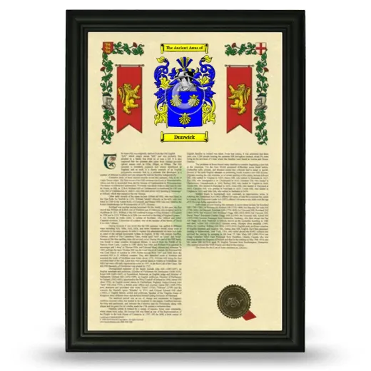 Dunwick Armorial History Framed - Black
