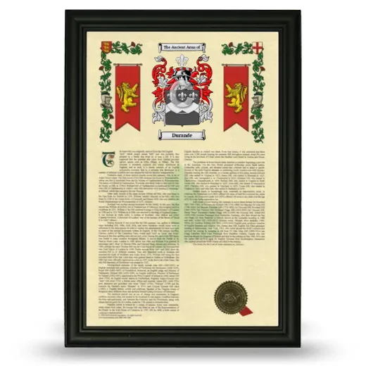 Durande Armorial History Framed - Black