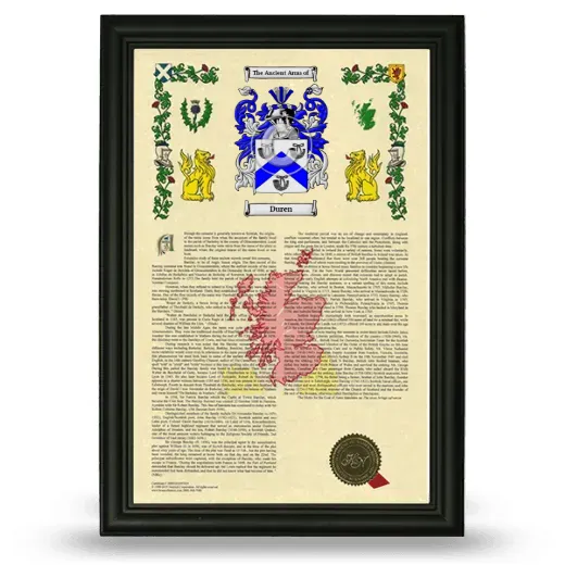 Duren Armorial History Framed - Black