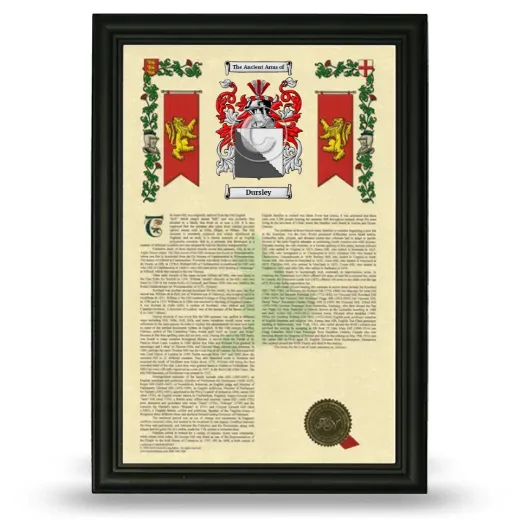 Dursley Armorial History Framed - Black