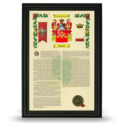Dzianott Armorial History Framed - Black