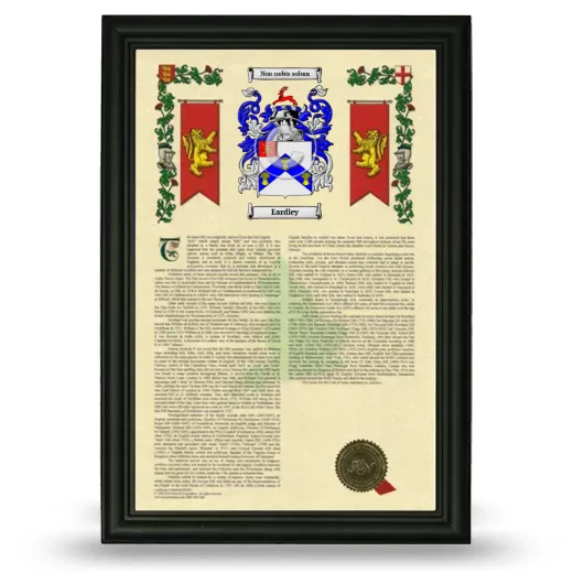 Eardley Armorial History Framed - Black