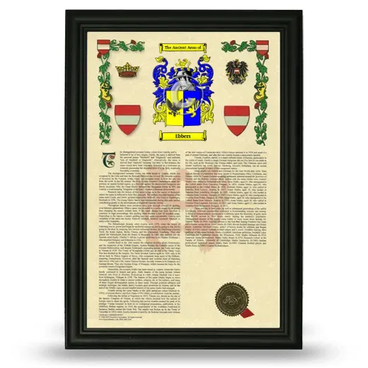Ebbers Armorial History Framed - Black