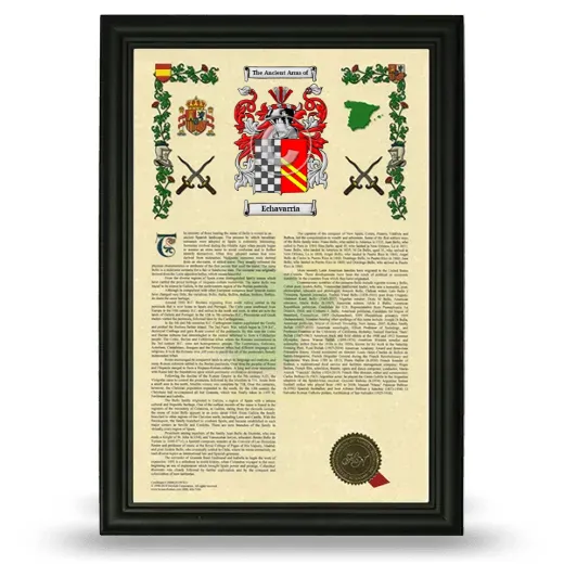 Echavarria Armorial History Framed - Black