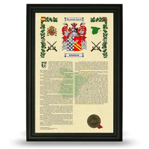 Echeberria Armorial History Framed - Black