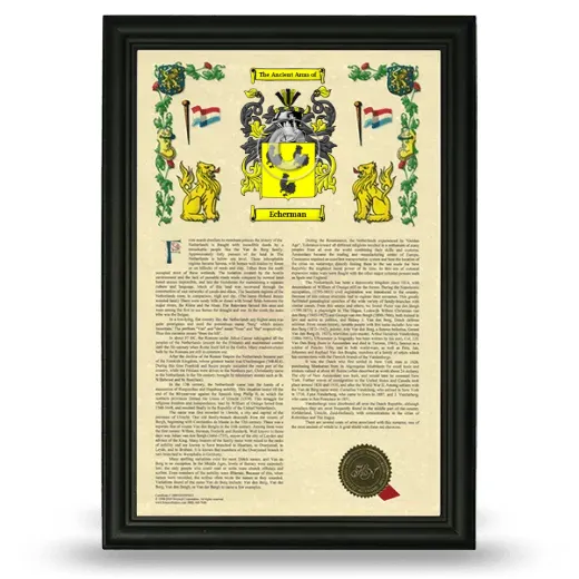 Echerman Armorial History Framed - Black