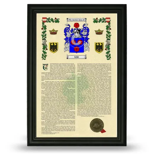 Echt Armorial History Framed - Black