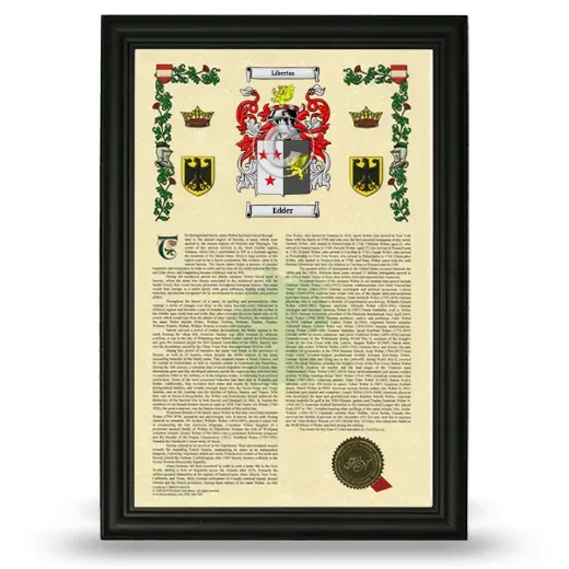 Edder Armorial History Framed - Black
