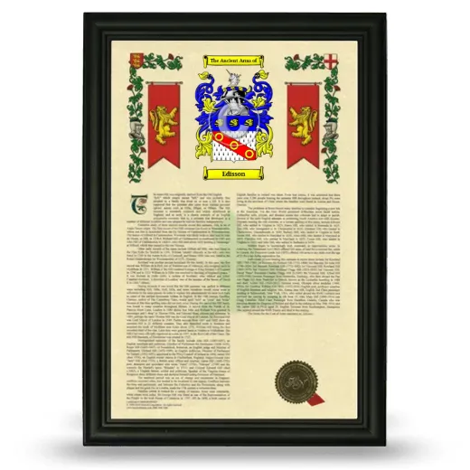 Edisson Armorial History Framed - Black