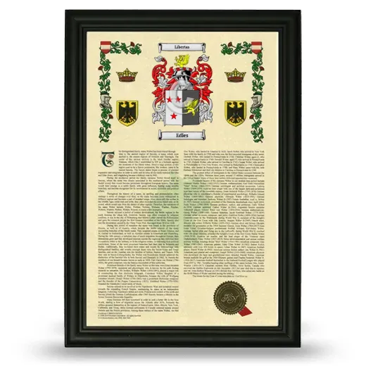 Edles Armorial History Framed - Black