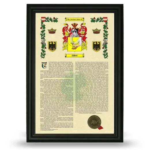Ehlert Armorial History Framed - Black