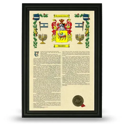 Ehrenfest Armorial History Framed - Black