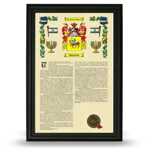 Ehrenreich Armorial History Framed - Black