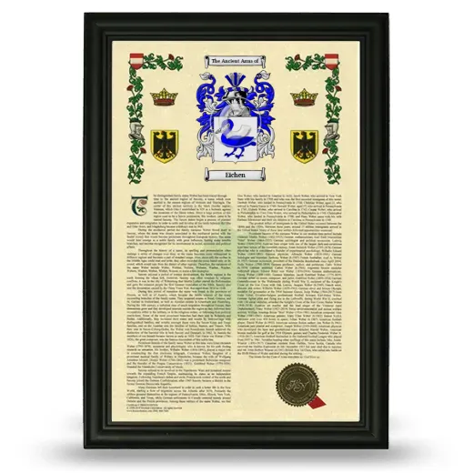 Eichen Armorial History Framed - Black