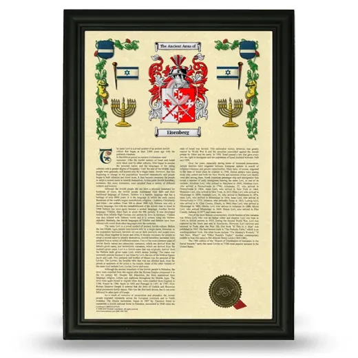 Eisenberg Armorial History Framed - Black
