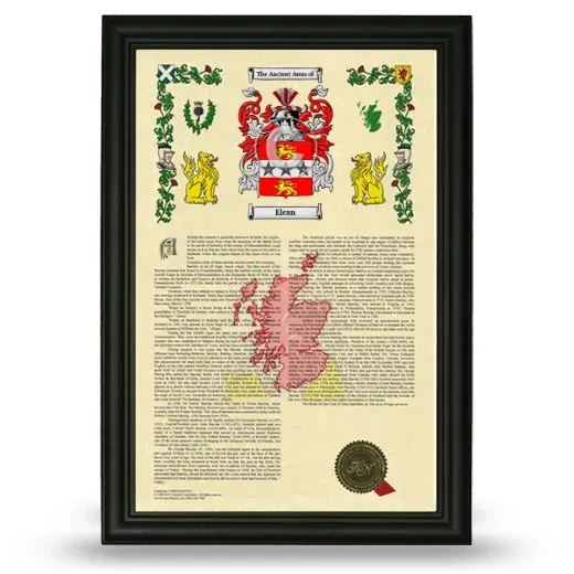 Elcan Armorial History Framed - Black