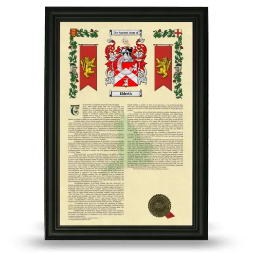 Eldreth Armorial History Framed - Black
