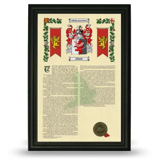 Elforde Armorial History Framed - Black
