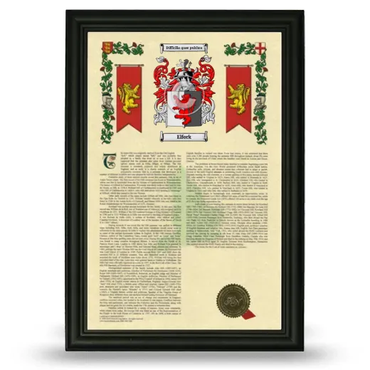 Elfork Armorial History Framed - Black