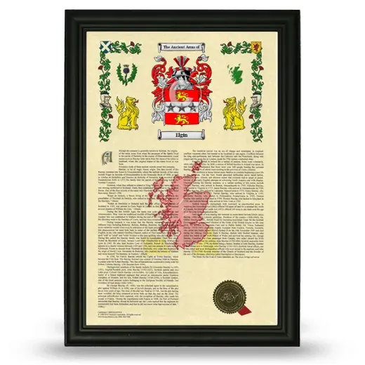 Elgin Armorial History Framed - Black
