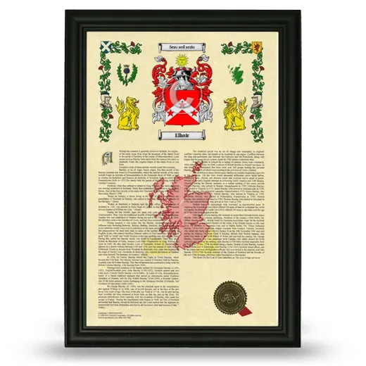 Elhair Armorial History Framed - Black