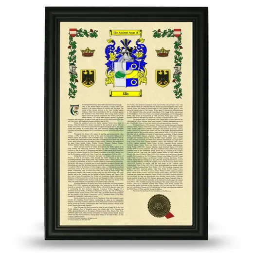 Elis Armorial History Framed - Black