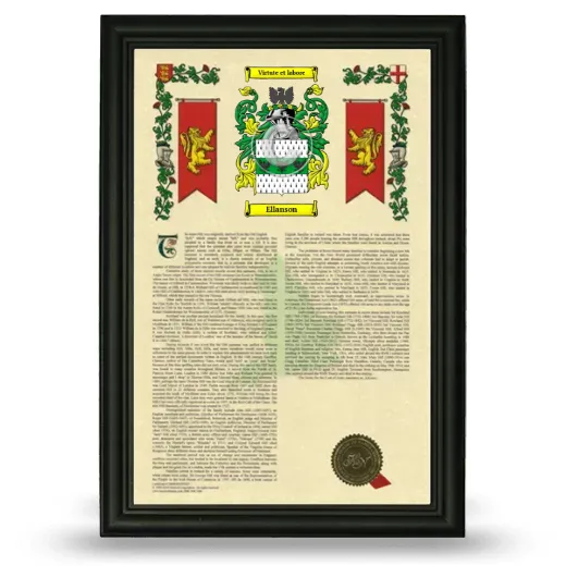 Ellanson Armorial History Framed - Black