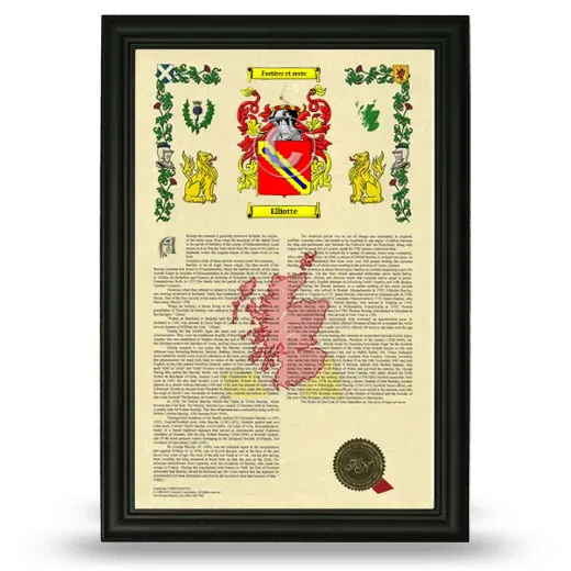Elliotte Armorial History Framed - Black