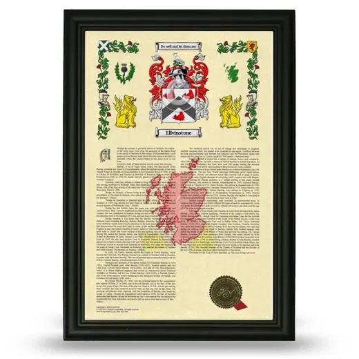 Ellvinstone Armorial History Framed - Black