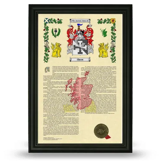 Elmox Armorial History Framed - Black