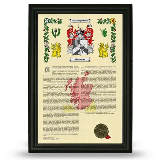 Elshender Armorial History Framed - Black