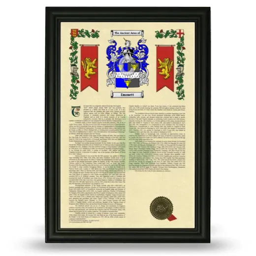 Emmett Armorial History Framed - Black