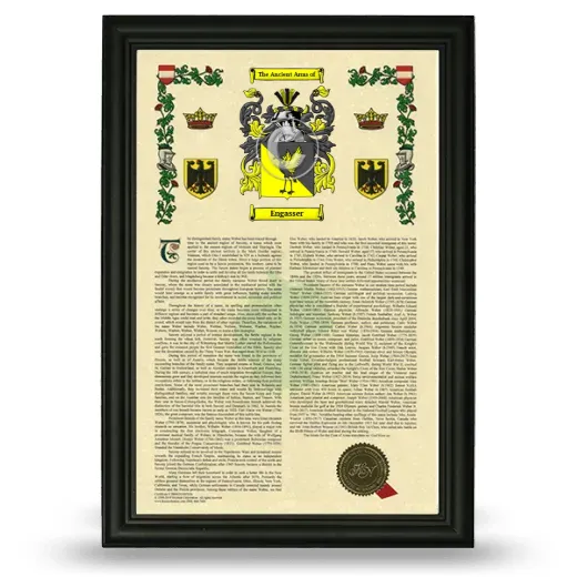 Engasser Armorial History Framed - Black