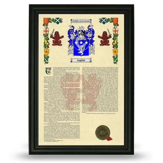English Armorial History Framed - Black
