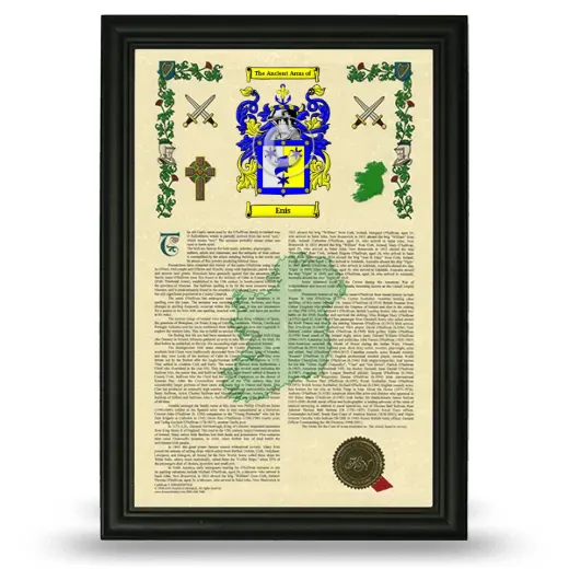 Enis Armorial History Framed - Black