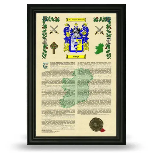Ennys Armorial History Framed - Black