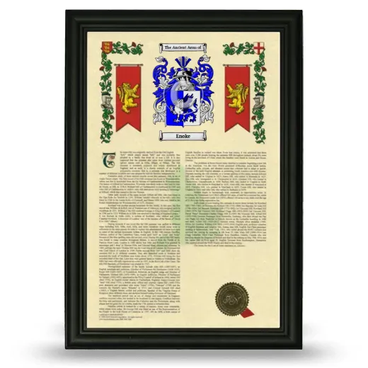 Enoke Armorial History Framed - Black